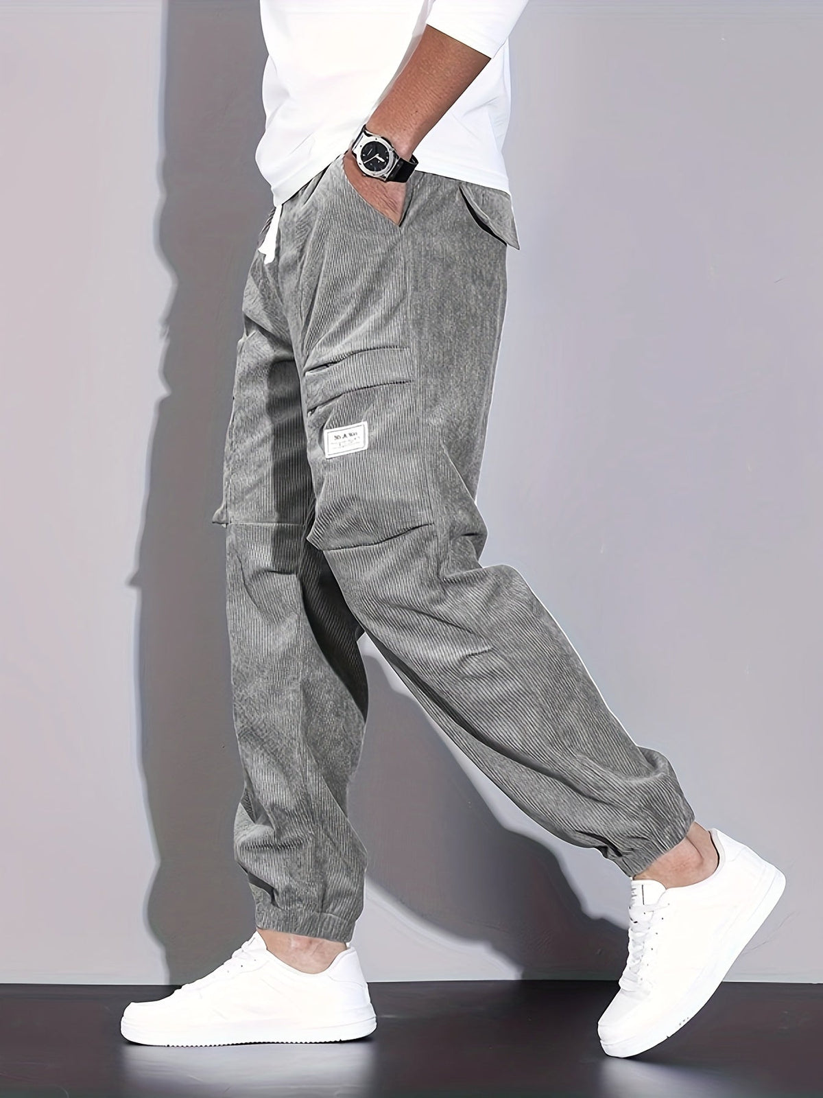 Grayson Men’s Stylish Corduroy Cargo Joggers