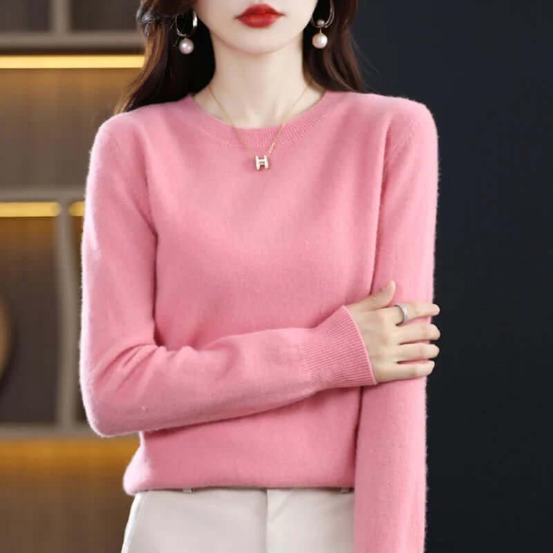 Annalise Elegant Soft Fine Knit Crew Neck Sweater
