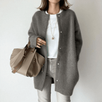 Winona Elegant Longline Crew Neck Button Cardigan