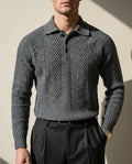 Colton Long Sleeve Chevron Knit Polo Sweater for Men
