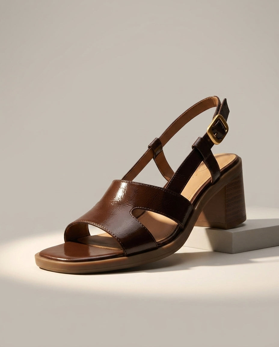 Margaux — Leather Block Heel Slingback