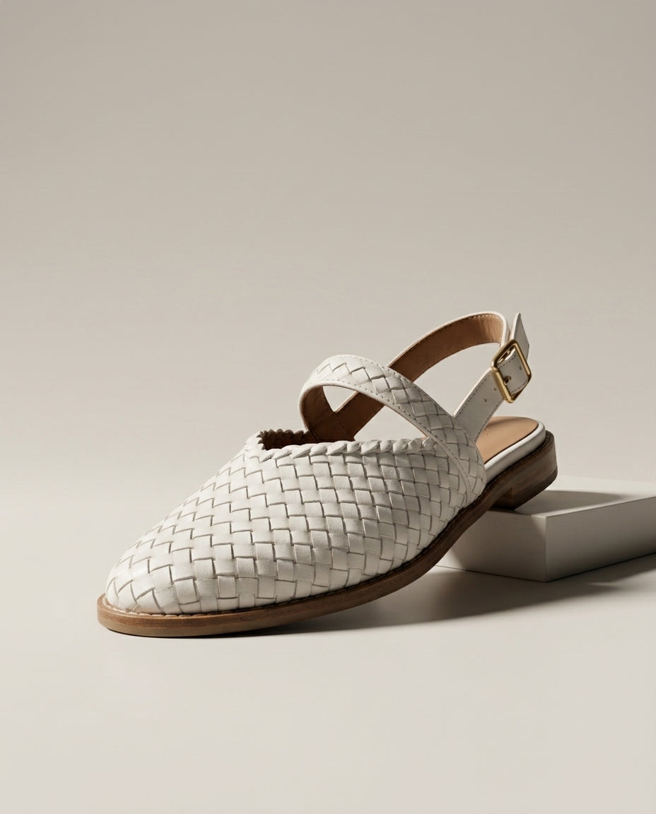 Carlotta — Woven Leather Slingback Flat