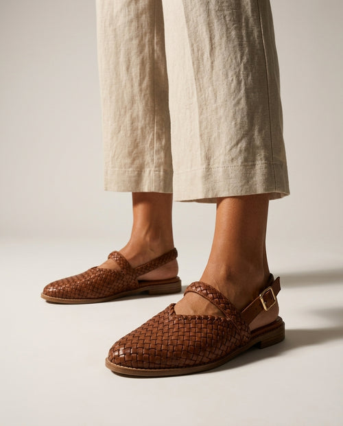 Carlotta — Woven Leather Slingback Flat