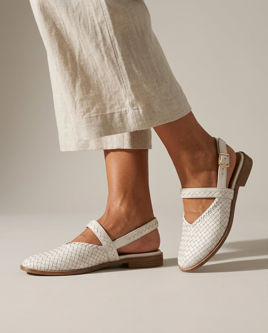 Carlotta — Woven Leather Slingback Flat