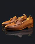 Tivoli Men's Cushioned Woven Leather Tassel Loafers