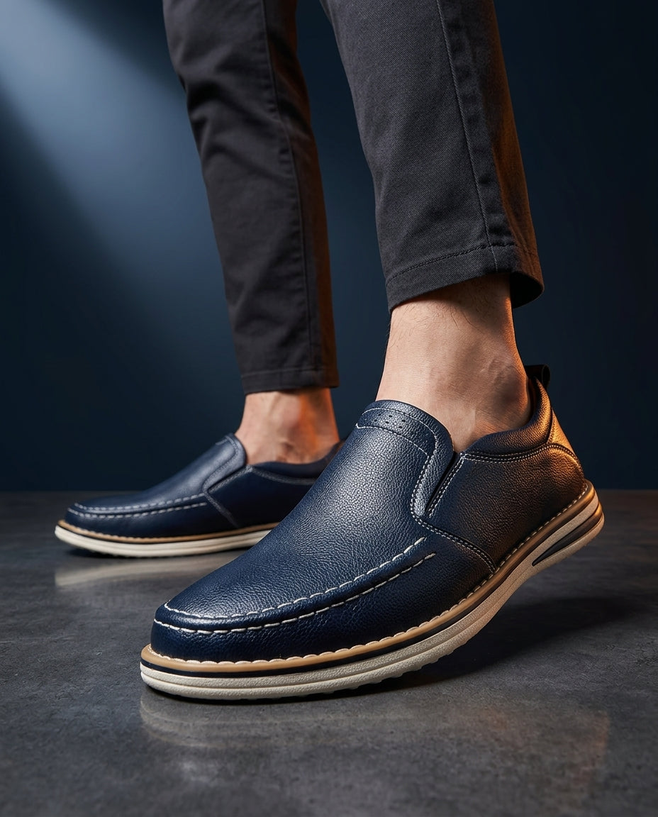 Amalfi Men's Cushioned Genuine Leather Slip On Loafers