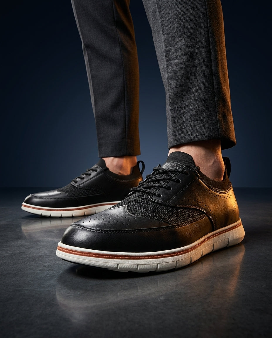 Ashford Men's Cushioned Leather Dress Sneakers