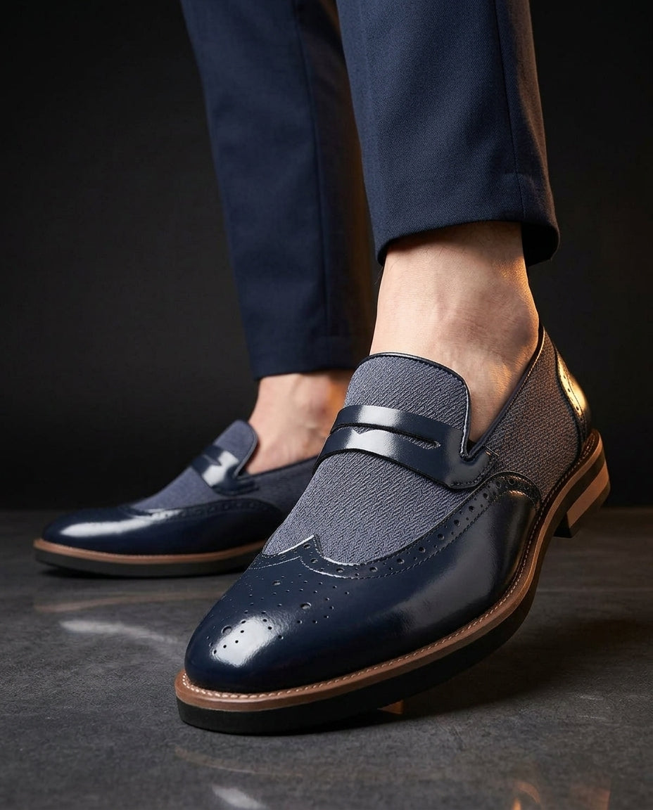 Wexford Men's Cushioned Leather Canvas Loafers