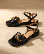 Catalina Women's Lightweight Leather Chunky Heel Sandals