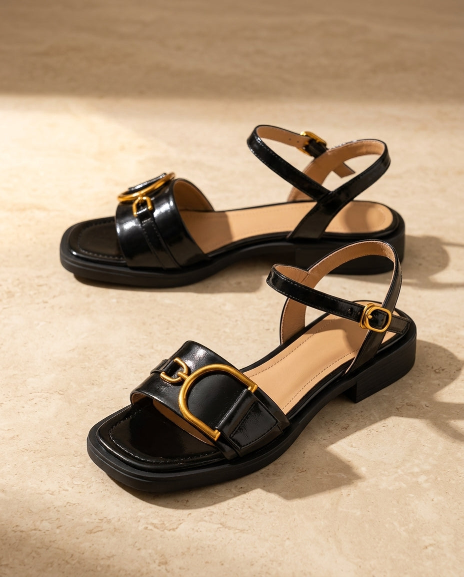Catalina Women's Lightweight Leather Chunky Heel Sandals