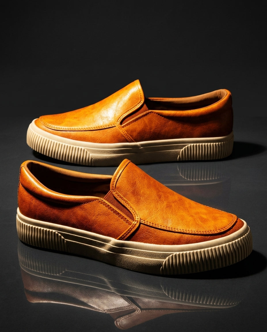 Camden Men's Cushioned Genuine Leather Slip On Sneakers