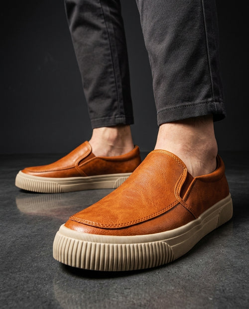 Camden Men's Cushioned Genuine Leather Slip On Sneakers