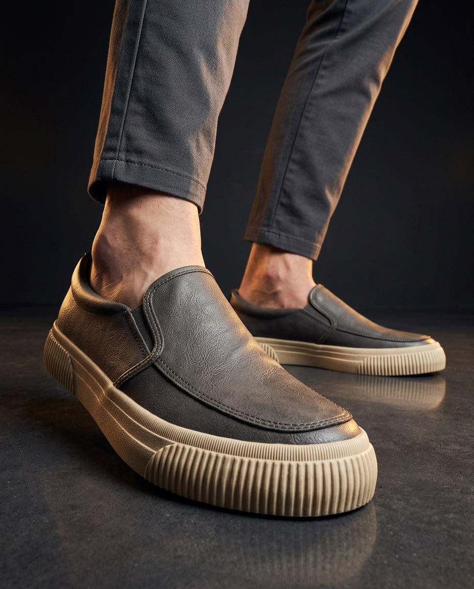 Camden Men's Cushioned Genuine Leather Slip On Sneakers