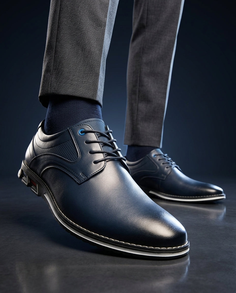 Pembrook Men's Lightweight Leather Lace Up Derby Shoes