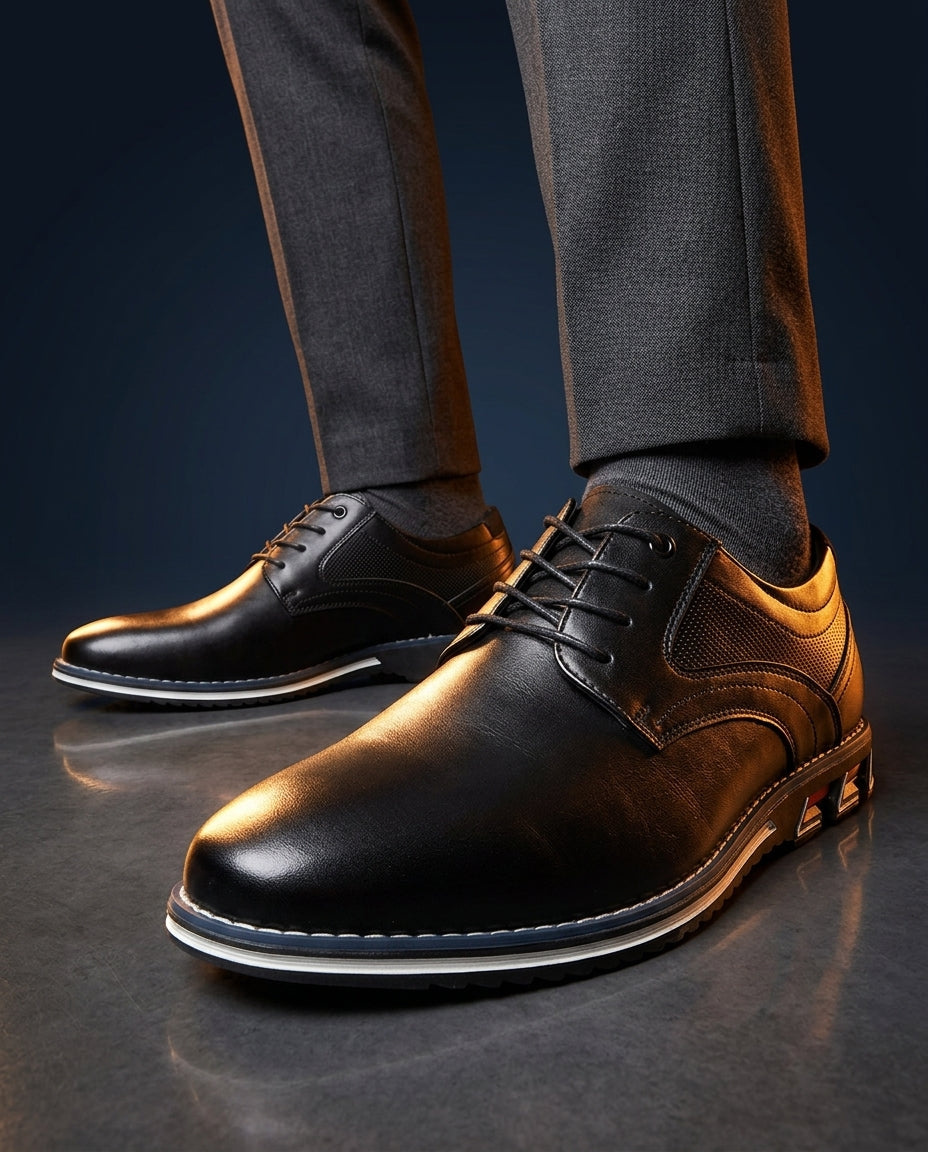 Pembrook Men's Lightweight Leather Lace Up Derby Shoes