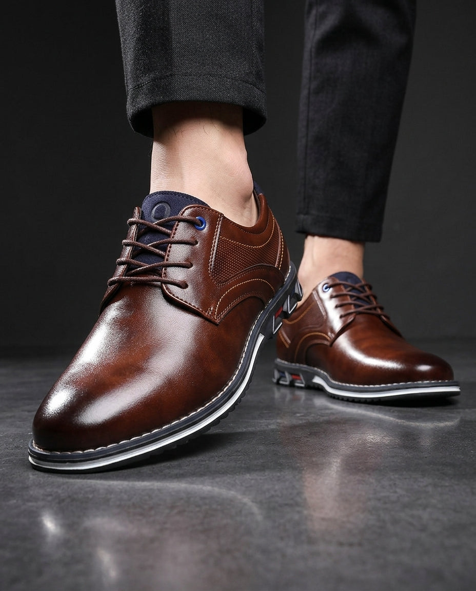 Pembrook Men's Lightweight Leather Lace Up Derby Shoes