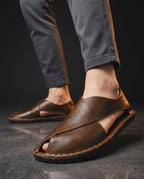 Positano Men's Cushioned Leather Cross Strap Sandals