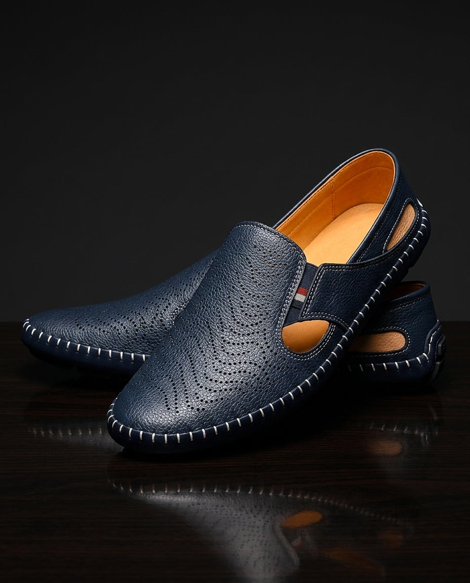Lucca Men's Cushioned Perforated Leather Sandals