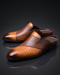 Vicenza Men's Cushioned Crocodile Leather Slip On Mules