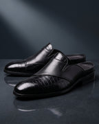 Vicenza Men's Cushioned Crocodile Leather Slip On Mules