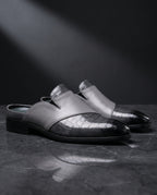 Vicenza Men's Cushioned Crocodile Leather Slip On Mules