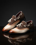 Whitfield Men's Lightweight Suede Wingtip Tassel Loafers
