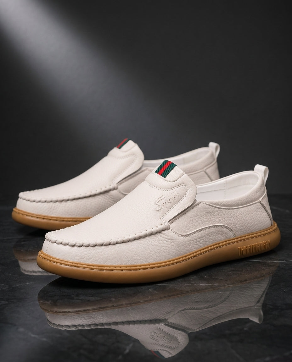 Modena Men's Lightweight Textured Leather Slip On Loafers