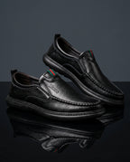 Modena Men's Lightweight Textured Leather Slip On Loafers