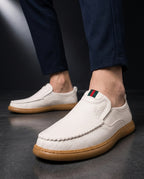 Modena Men's Lightweight Textured Leather Slip On Loafers
