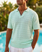 Bennett Men's Breathable Open Weave Knit Polo Shirt