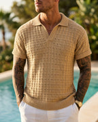 Bennett Men's Breathable Open Weave Knit Polo Shirt