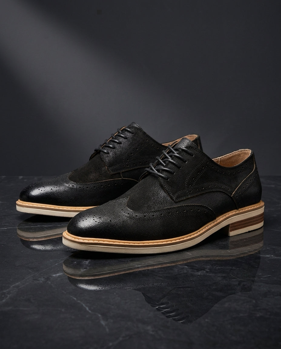 Sutton Men's Cushioned Leather Lace Up Brogue Shoes