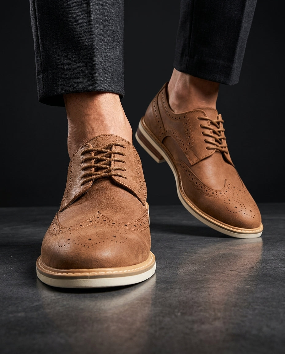 Sutton Men's Cushioned Leather Lace Up Brogue Shoes