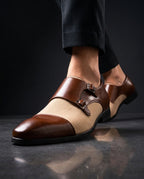 Marcello Men's Lightweight Leather Monk Strap Dress Shoes