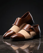 Marcello Men's Lightweight Leather Monk Strap Dress Shoes