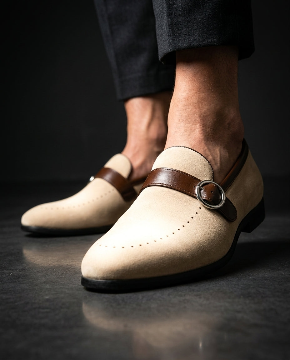Crosby Men's Breathable Suede Monk Strap Loafers