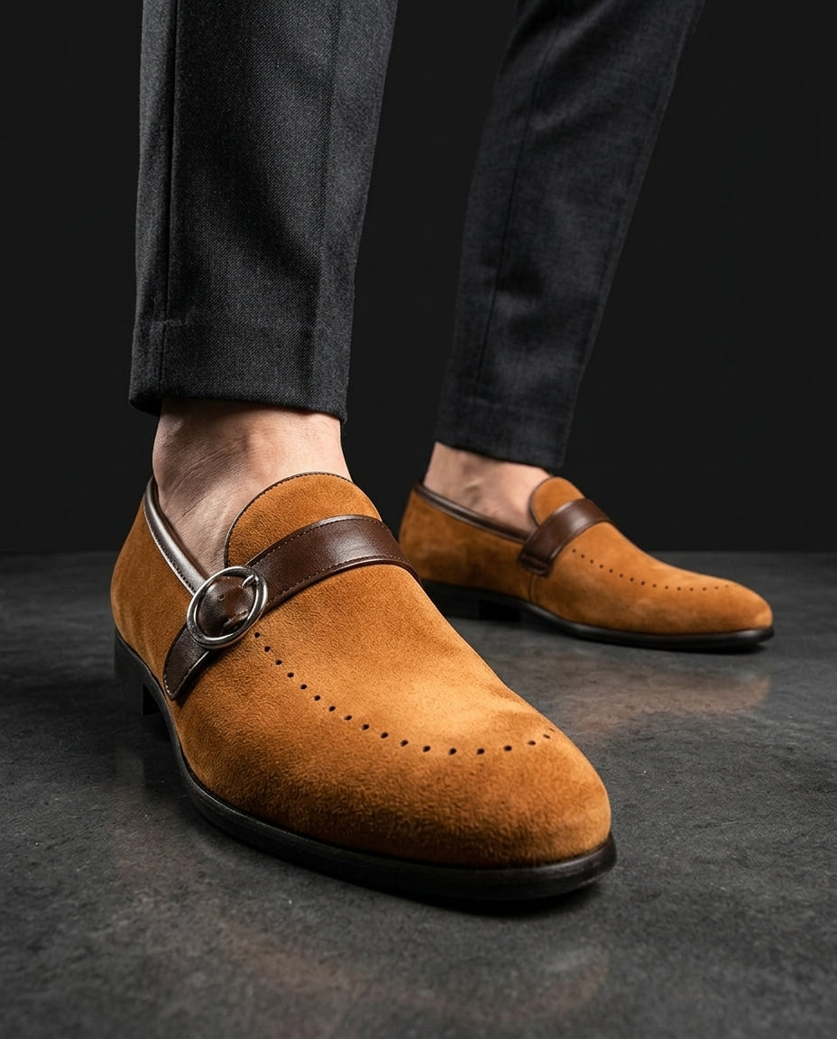 Crosby Men's Breathable Suede Monk Strap Loafers