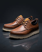 Alessio Men's Cushioned Leather Moc Toe Shoes