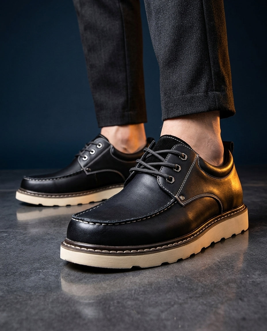 Alessio Men's Cushioned Leather Moc Toe Shoes