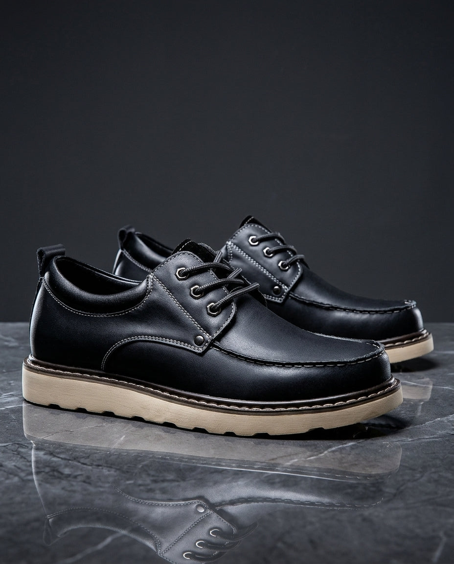 Alessio Men's Cushioned Leather Moc Toe Shoes