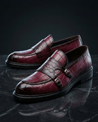Dario Men's Cushioned Croc Leather Monk Strap Shoes