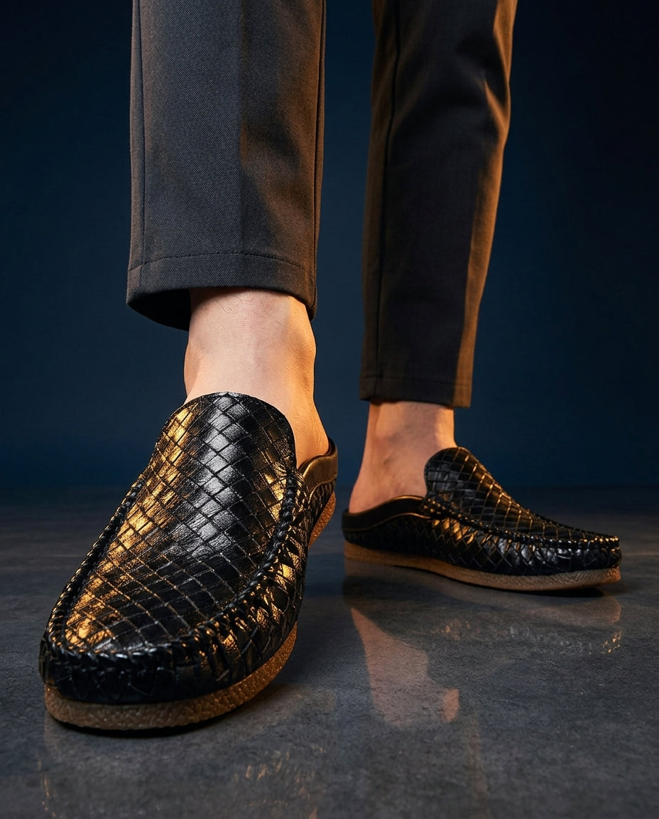 Sandro Men's Lightweight Woven Leather Slides