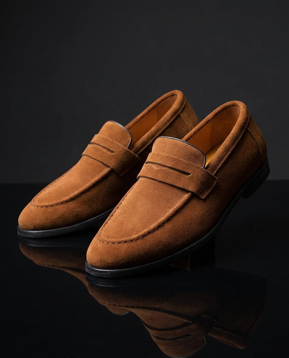 Leon Men's Cushioned Suede Penny Loafers