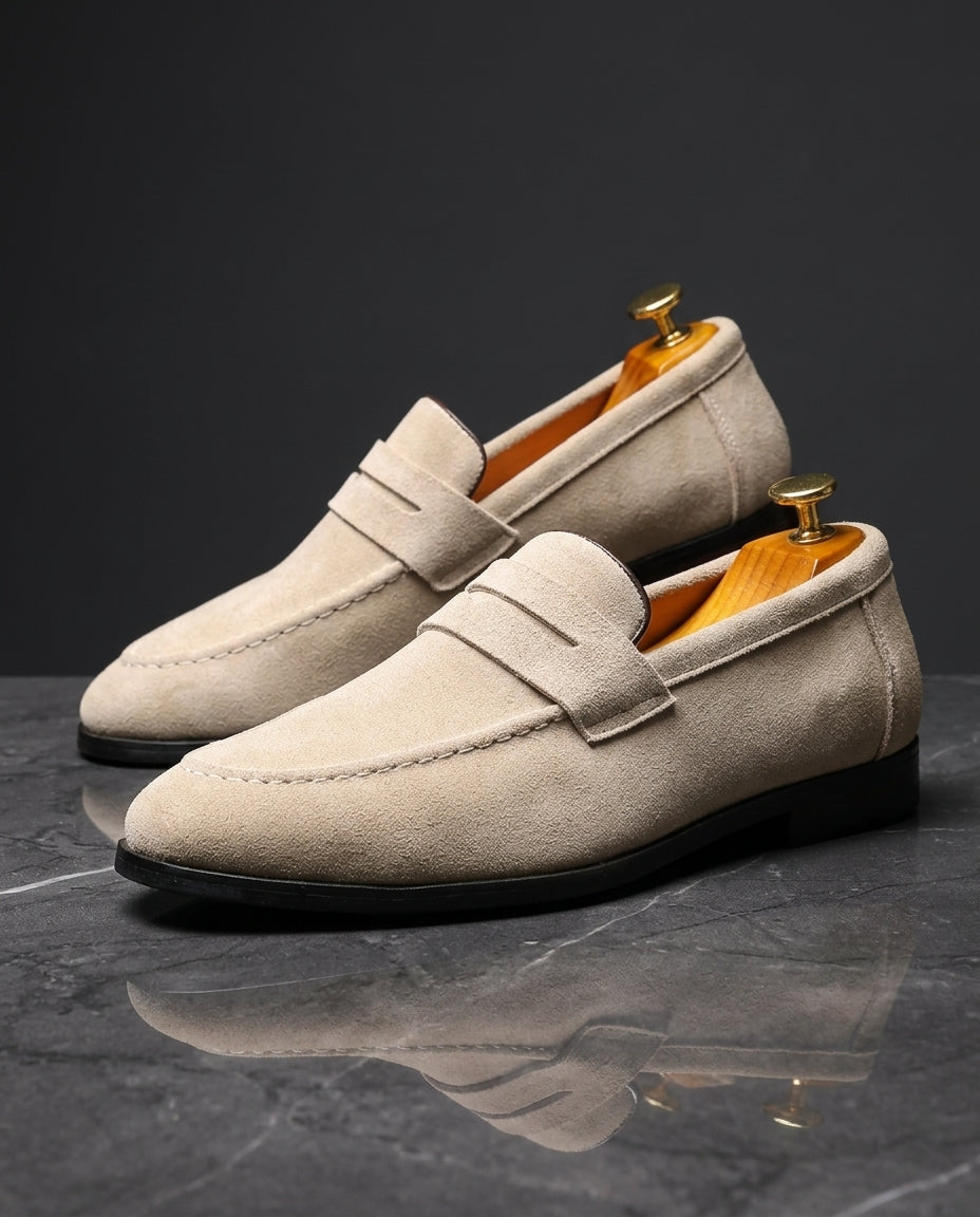 Leon Men's Cushioned Suede Penny Loafers