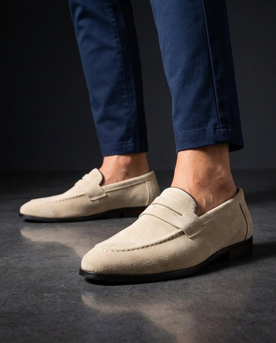 Leon Men's Cushioned Suede Penny Loafers