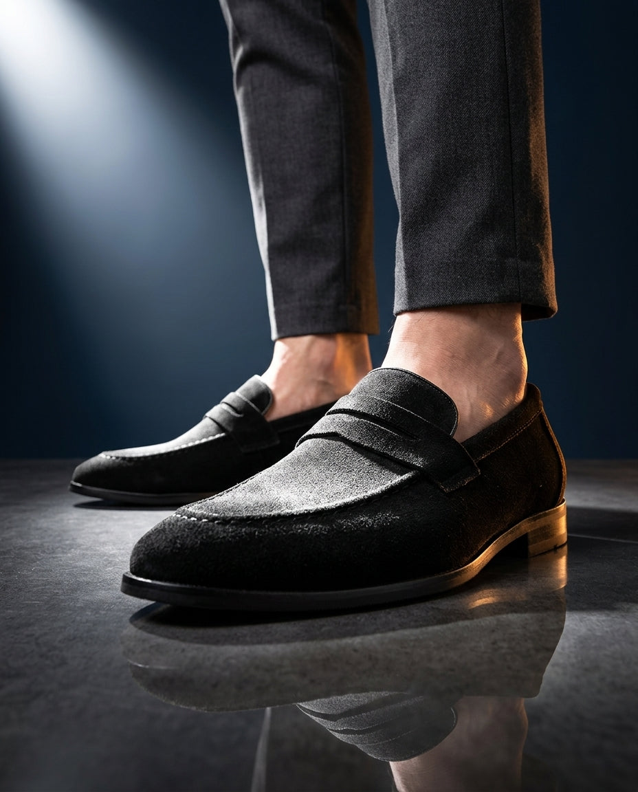 Leon Men's Cushioned Suede Penny Loafers