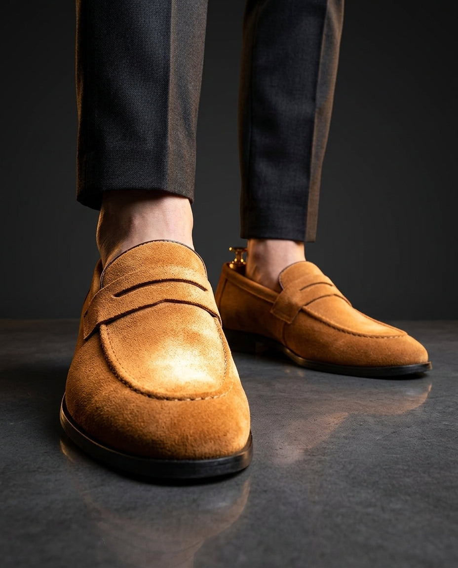Leon Men's Cushioned Suede Penny Loafers