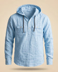 Asher Men's Breathable Cotton Hooded Henley Long Sleeve Shirt