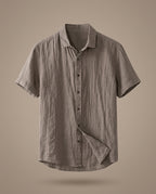 Roman Men's Breathable Linen Relaxed Fit Short Sleeve Shirt