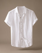 Roman Men's Breathable Linen Relaxed Fit Short Sleeve Shirt